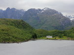 Blick von Hurtigruthen Fähre Roger With in die Inseln Lofoten und Vesteralen vom 25.