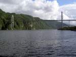 Fedafjord bei Liknes mit Autobahnbrcke der E39, Vest-Agder (24.06.2013)