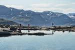 Blick auf das Gebirge am Einsetzen und Engrobsknuten vom Trolltunga-Wanderwegen in Norwegen.