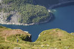 Blick auf Ringedalsvatnet zwischen Skjeggedal und Trolltunga in Norwegen.