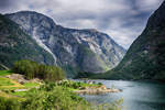 Die Nærøyfjord bei Borgaviki (Norwegen). Aufnnahme: 16. Juli 2018.