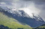 Die Alpen westlich von Heiligenblut nach einem sommerlichen Schneefall. Aufnahme: 6. August 2016.