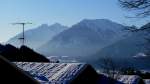 Blick auf die verschneiten nrdlichen Kalkalpen bei Brixlegg.(15.1.2012)