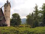 Kirche Wang und Schneekoppe im Sommer 2004    Kategorievorschlag:  POlen/Gebirge/Riesengebirge