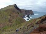 Eine Wandergruppe unterwegs im Naturreservat  Ponta de Sao Lourenco  an der Ostspitze von Madeira (März 2014)