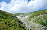 Gletscher im Postăvarul-Massiv südlich von Brașov. Bild vom Dia. Aufnahme: Juli 1990.