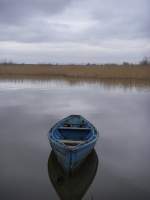 ein typisches Fischerboot auf der Deime/Polessk, Kaliningrader Gebiet