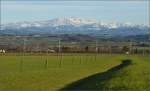 Sntis mit Alpsteinmassiv vom Thurgau aus betrachtet.