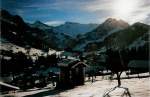 Adelboden; Blick vom Mhleport gegen Boden mit Wildstrubel und Fitzer