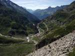 Vom Sustenpass gehts nun runter Richtung Steingletscher, Gadmen und Innertkirchen. Sommerliche Rad-Passtour, 10. August 2008
