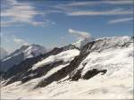 Panorama des Jungfraumassivs fotografiert von der Terrasse des Sphinx am Jungfraujoch.