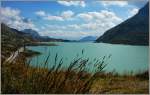 Blick ber den Lago Bianco am Berninapass.