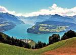 Brunnen, Urnersee und Seelisberg, Sicht vom Urmiberg, der Hausberg von Brunnen - 17.07.2014