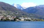 Blick von Locarno ber den Lago Maggiore auf Minusio am 07.04.2008