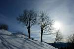 Die Wintersonne vermag sich nur zgerlich gegen die Wolken durchzusetzen.