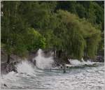 Sturm am Genfersee, hier zwischen Villeneuve und dem Château de Chillon.