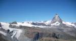 Aussicht vom Gornergrat auf den unteren und oberern Theodulgletscher und das Matterhorn     
(4.478 m) 31.07.07