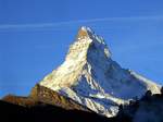 Blick aus Zermatt auf das Matterhorn, am 6. Oktober 2010 um 07:03 Uhr
