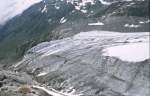 Bergsteiger auf dem Rhne-Gletscher, aufgenommen oberhalb des Hotels Belvdre im Sommer 1979