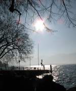 Winterruhe liegt ber dem kleinem Hafen in Territet.