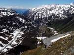 Vom Furkapass gehts runter Richtung Gletsch und dann wieder hoch auf den Grimselpass.