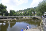 Der Pivka-See am Eingang zur Grotte Postojna in Slowenien. Aufnahme:  27. Juli 2016.