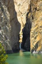 Die Schlucht Desfiladero de los Gaitanes bei El Chorro. Aufnahme: Juli 2014.