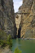 Die Schlucht Desfiladero de los Gaitanes bei El Chorro. Aufnahme: Juli 2014.