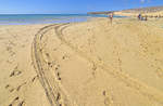 Am Strand vor Risco El Paso an der Insel Fuerteventura in Spanien. Aufnahme: 18. Oktober 2017.