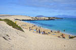 Der Strand am Park Natural de Corralejo auf der Insel Fuerteventura in Spanien. Aufnahme: 18. Oktober 2017.