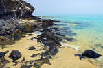 Felsenstrand nördlich von Costa Calma auf der Insel Fuerteventura in Spanien.