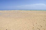 Niedrigwasser in der Sotavento-Lagune an der Insel Fuerteventura in Spanien.