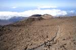 Im Monument Natural del Teide. Die Route zum Aussichtspunkt auf den ersten Vulkan Pico Viejo. Aufnahme: Oktober 2008.