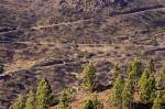 Bergweg und Landschaft nördlich von Santiago del Teide auf Teneriffa. Aufnahme: Oktober 2008.