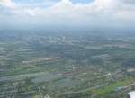 Blick aus dem Flugzeug auf die Landschaft bei Bangkok kurz vor der Landung am 15.09.2008