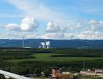 Blick auf das Kraftwerk Prunerov und Krusne hory - Erzgebirge.