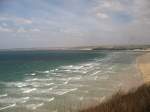 Der Ostwindsturm(!) treibt das Meer in die Carbis Bay.