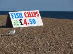 Fish and Chips am Strand von Brighton, 16.4.2012