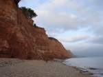 Blick von Sidmouth in stliche Richtung zu den steil abfallenden Klippen der urzeitlichen Felsen