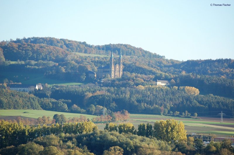 Vierzehnheiligen im Herbst mit Brauerei und Schule von Ksten aus bern Maintal aus gesehen 14.10.2007