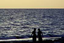 Abendstimmung am Mittelmeerstrand bei Side - 10.10.2005