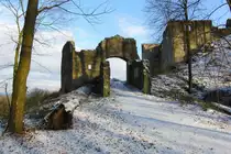 Eingang an der Burgruine Bramberg