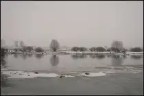Bei tr�ben und diesigem Wetter ein Spaziergang entlang der Oder. Auf der anderen Seite ist Polen (b. Eisenh�ttenstadt, 24.12.2009)