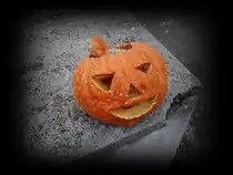 Halloween K�rbis, in Lehrte, 31.10.10 gesehen.