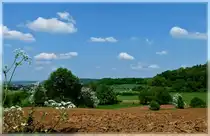 Der S�den Luxemburgs, welcher wegen der Eisenerzvorkommen auch Land der roten Erde genannt wird, hat auch landschaftlich einiges zu bieten, wie hier die Aussicht vom  Fuussb�sch  in Richtung  Pr�nzebierg  und P�tange. 01.05.2011 (Jeanny)