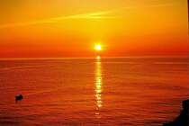 Bornholm, Sonnenuntergang am Meer im Aug.1985, Scan vom Dia, Feb.2012