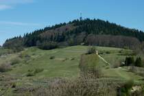 Blick zur Eichelspitze, mit 521m zweith�chster Berg im Kaiserstuhl, mit dem 43m hohen Aussichtsturm, April 2012