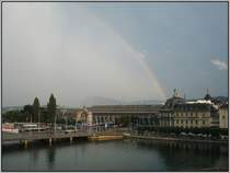 Ein Regenbogen �ber Luzern am Vierwaldst�ttersee, aufgenommen am 18.07.2007 gegen 20:00 Uhr.