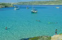 Blue Lagoon an der Insel Comino, Malta. Aufnahme: Oktober 2006.