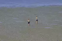 Das Wattenmeer bei Ebbe vom Deich bei Lüttmoorsiel aus gesehen. Aufnahme: Mai 2008.